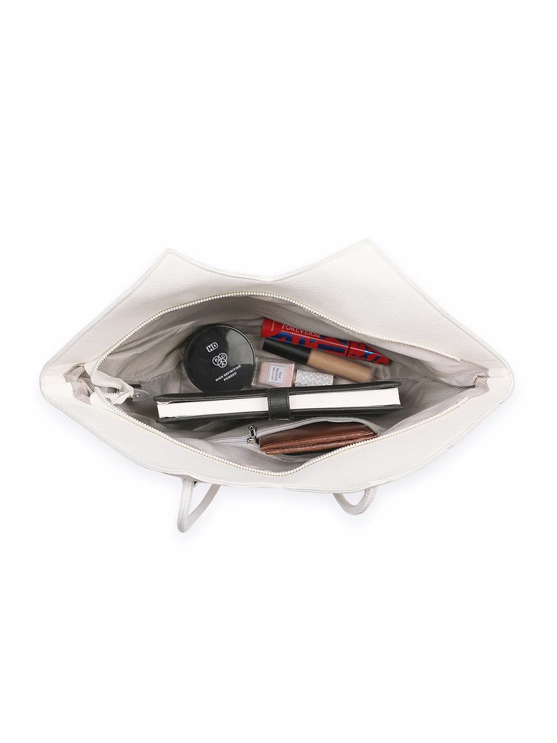 globus  Globus Women White Textured Double Handle Party Basket Tote Bag  | Best Price UAE